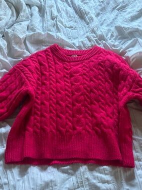 a new day Hot Pink Cable Crewneck Sweater